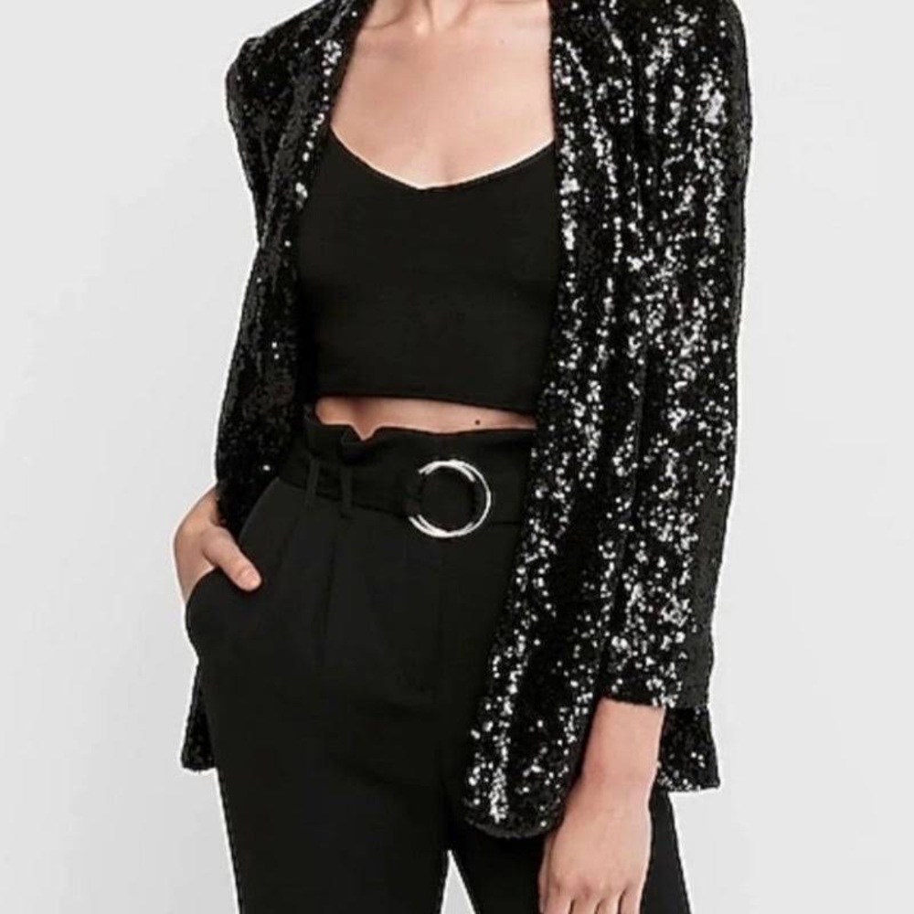 Express XS Notch Collar Long Sleeve Sequin Boyfriend Blazer NWOT great new cond.